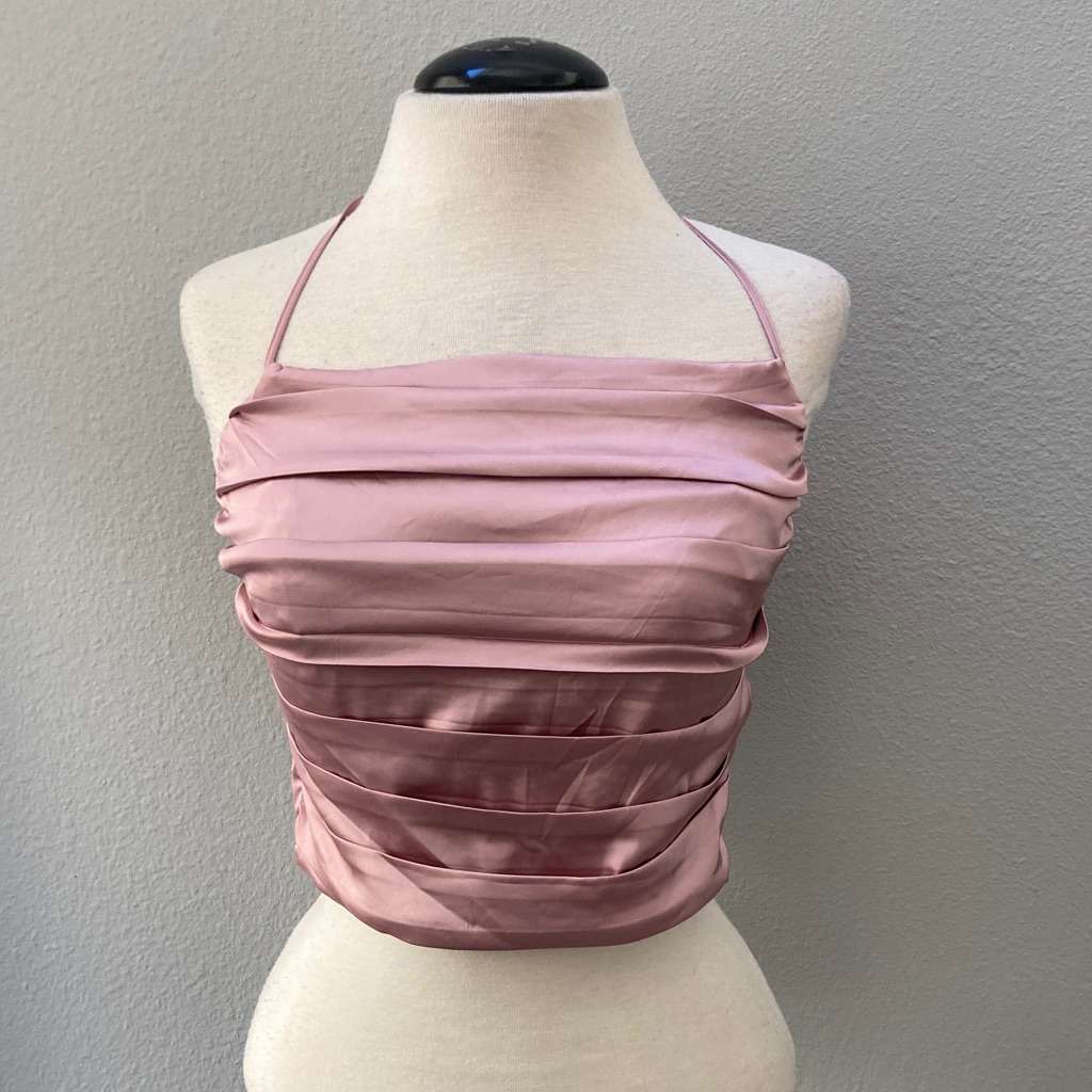Astr Dusty Pink Pleated Satin Camisole S